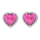 Solitaire Pink Sapphire Heart Stud Earrings in Rope Frame Pink Sapphire - ( AAA ) - Quality - Rosec Jewels