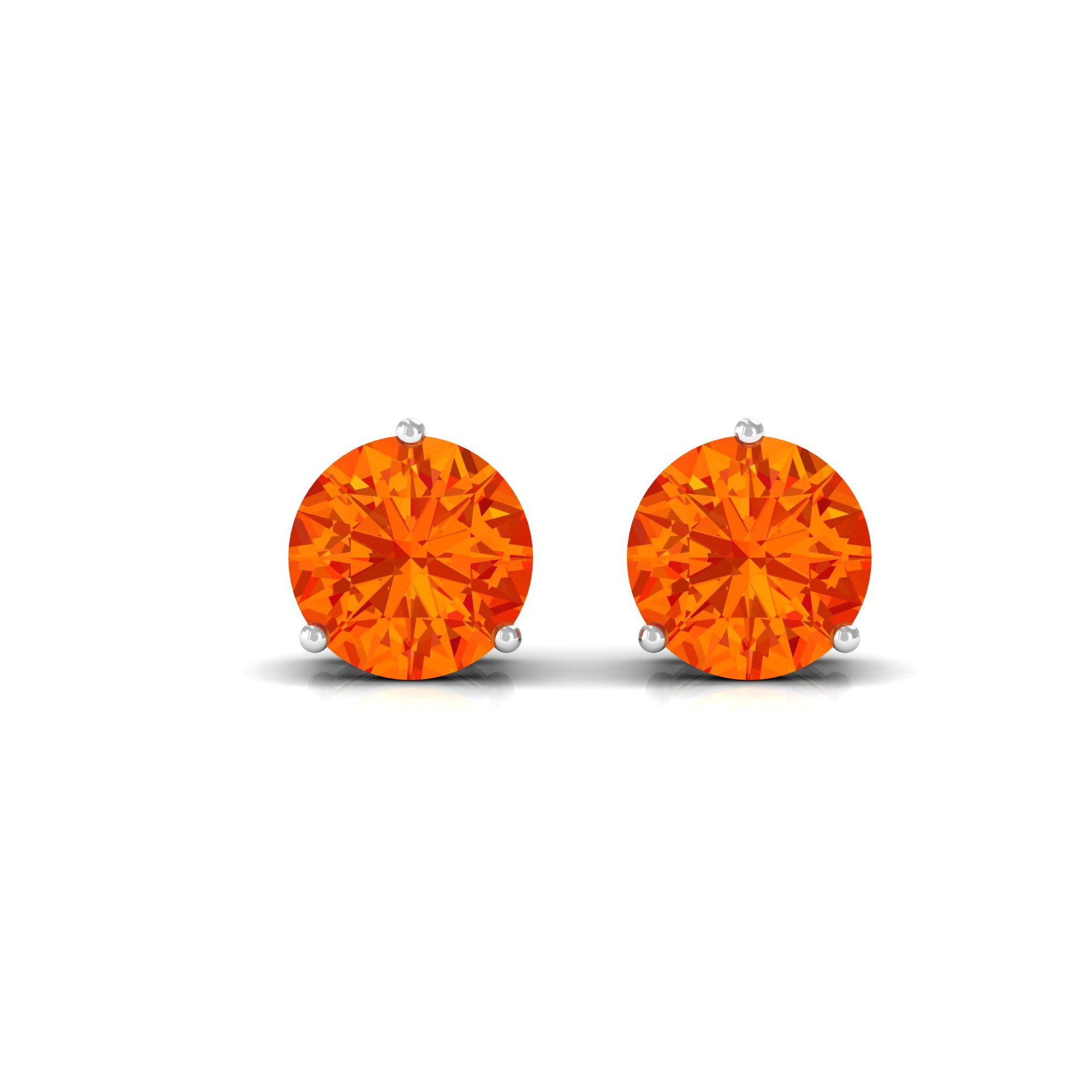 4 MM Round Shape Genuine Orange Sapphire Minimal Solitaire Stud Earrings Orange Sapphire - ( AAA ) - Quality - Rosec Jewels