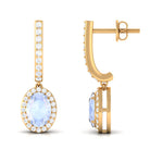 2.75 CT Claw Set Moonstone and Diamond Drop Hoop Earrings Moonstone - ( AAA ) - Quality - Rosec Jewels