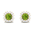 1.75 CT Classic Peridot and Diamond Halo Stud Earrings Peridot - ( AAA ) - Quality - Rosec Jewels