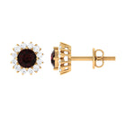 1 CT Garnet and Diamond Halo Stud Earrings Garnet - ( AAA ) - Quality - Rosec Jewels