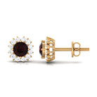 1 CT Garnet and Diamond Halo Stud Earrings Garnet - ( AAA ) - Quality - Rosec Jewels