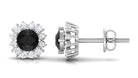 Created Black Diamond Classic Halo Stud Earrings with Diamond Lab Created Black Diamond - ( AAAA ) - Quality - Rosec Jewels