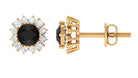 Created Black Diamond Classic Halo Stud Earrings with Diamond Lab Created Black Diamond - ( AAAA ) - Quality - Rosec Jewels