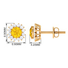 2 CT Yellow Sapphire and Diamond Classic Halo Stud Earrings Yellow Sapphire - ( AAA ) - Quality - Rosec Jewels