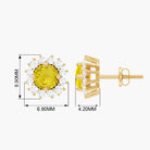 2 CT Yellow Sapphire and Diamond Classic Halo Stud Earrings Yellow Sapphire - ( AAA ) - Quality - Rosec Jewels