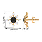 1 CT Black Onyx and Diamond Flower Stud Earrings Black Onyx - ( AAA ) - Quality - Rosec Jewels