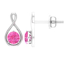 Pink Sapphire Solitaire Infinity Stud Earrings Pink Sapphire - ( AAA ) - Quality - Rosec Jewels