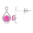 Pink Sapphire Solitaire Infinity Stud Earrings Pink Sapphire - ( AAA ) - Quality - Rosec Jewels