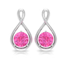 Pink Sapphire Solitaire Infinity Stud Earrings Pink Sapphire - ( AAA ) - Quality - Rosec Jewels