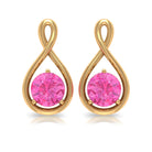 Pink Sapphire Solitaire Infinity Stud Earrings Pink Sapphire - ( AAA ) - Quality - Rosec Jewels