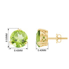 8 MM Peridot Solitaire Stud Earrings in Double Prong Setting Peridot - ( AAA ) - Quality - Rosec Jewels