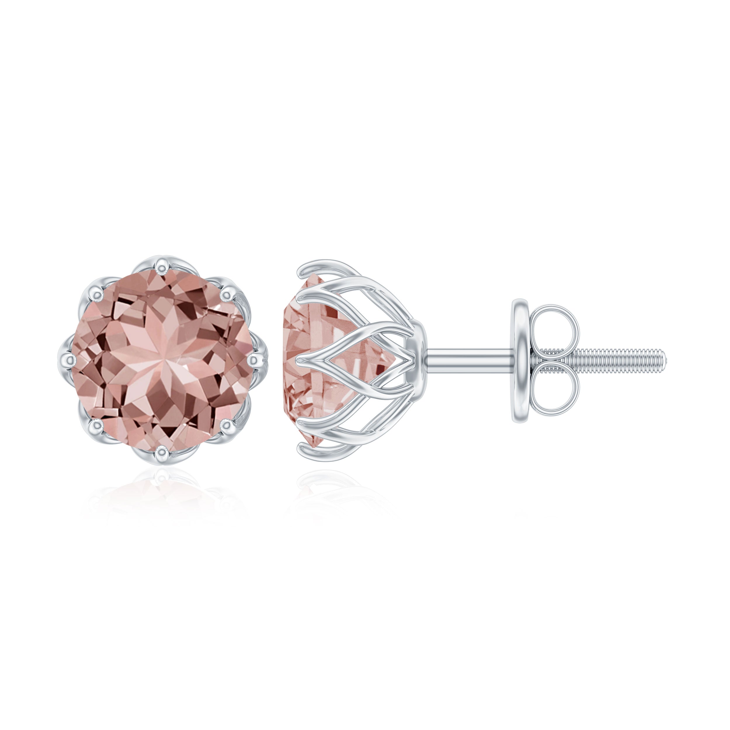Natural Morganite Earrings For Women | Peach Gemstone Earrings