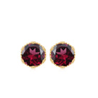 6 MM Rhodolite Solitaire Crown Stud Earrings Rhodolite - ( AAA ) - Quality - Rosec Jewels