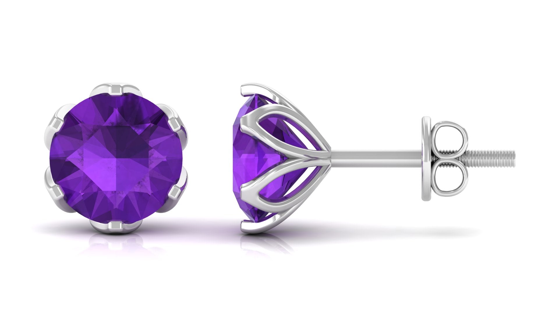 1.50 CT Martini Set Amethyst Solitaire Stud Earrings For Women Amethyst - ( AAA ) - Quality - Rosec Jewels