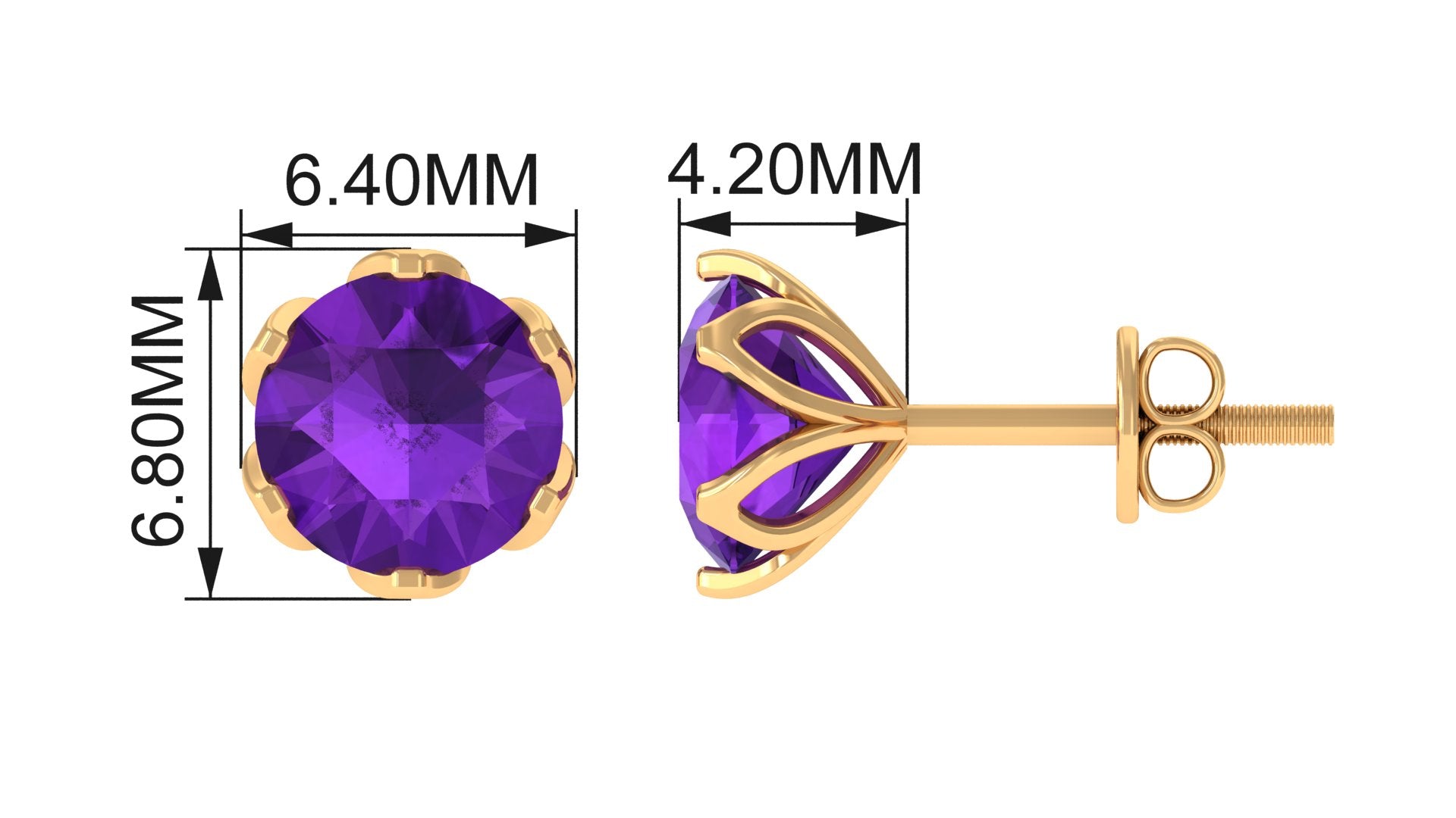 1.50 CT Martini Set Amethyst Solitaire Stud Earrings For Women Amethyst - ( AAA ) - Quality - Rosec Jewels