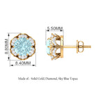 Sky Blue Topaz Flower Stud Earrings with Diamond Sky Blue Topaz - ( AAA ) - Quality - Rosec Jewels