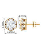 2.25 CT Round Shape Moissanite Floral Stud Earrings Moissanite - ( D-VS1 ) - Color and Clarity - Rosec Jewels