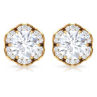 2.25 CT Round Shape Moissanite Floral Stud Earrings Moissanite - ( D-VS1 ) - Color and Clarity - Rosec Jewels