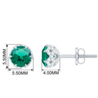 5 MM Created Emerald Solitaire and Diamond Floral Stud Earrings Lab Created Emerald - ( AAAA ) - Quality - Rosec Jewels