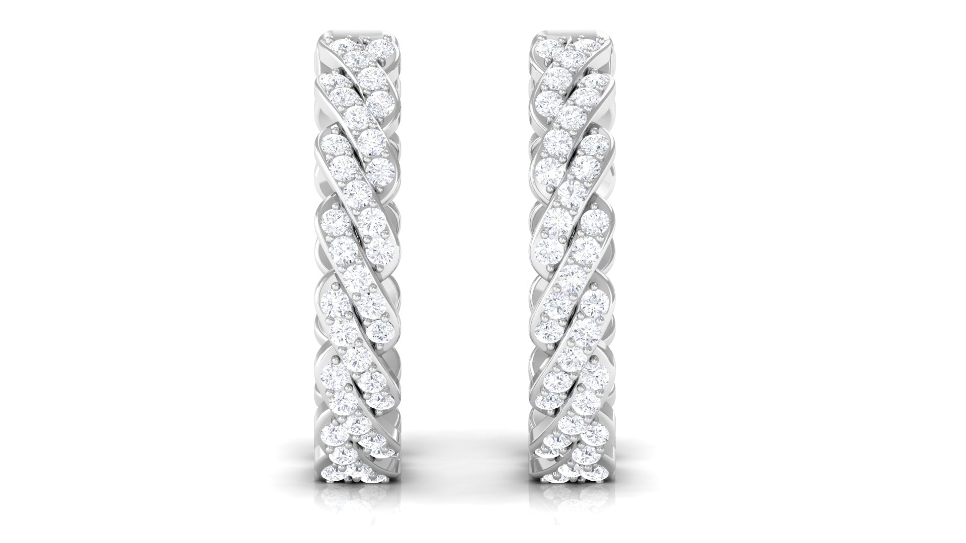 1/2 CT Round Diamond Classic Hoop Earrings in Gold Diamond - ( HI-SI ) - Color and Clarity - Rosec Jewels