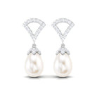 Contemporary Diamond and Freshwater Drop Earrings Freshwater Pearl - ( AAA ) - Quality - Rosec Jewels