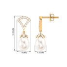 Contemporary Diamond and Freshwater Drop Earrings Freshwater Pearl - ( AAA ) - Quality - Rosec Jewels