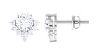 1.50 CT Certified Moissanite Classic Stud Earrings with Half Halo Moissanite - ( D-VS1 ) - Color and Clarity - Rosec Jewels