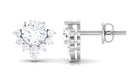 1.50 CT Certified Moissanite Classic Stud Earrings with Half Halo Moissanite - ( D-VS1 ) - Color and Clarity - Rosec Jewels