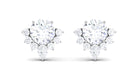 1.50 CT Certified Moissanite Classic Stud Earrings with Half Halo Moissanite - ( D-VS1 ) - Color and Clarity - Rosec Jewels