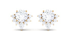 1.50 CT Certified Moissanite Classic Stud Earrings with Half Halo Moissanite - ( D-VS1 ) - Color and Clarity - Rosec Jewels