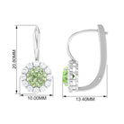 Green Sapphire Flower Halo Drop Earrings with Moissanite Green Sapphire - ( AAA ) - Quality - Rosec Jewels