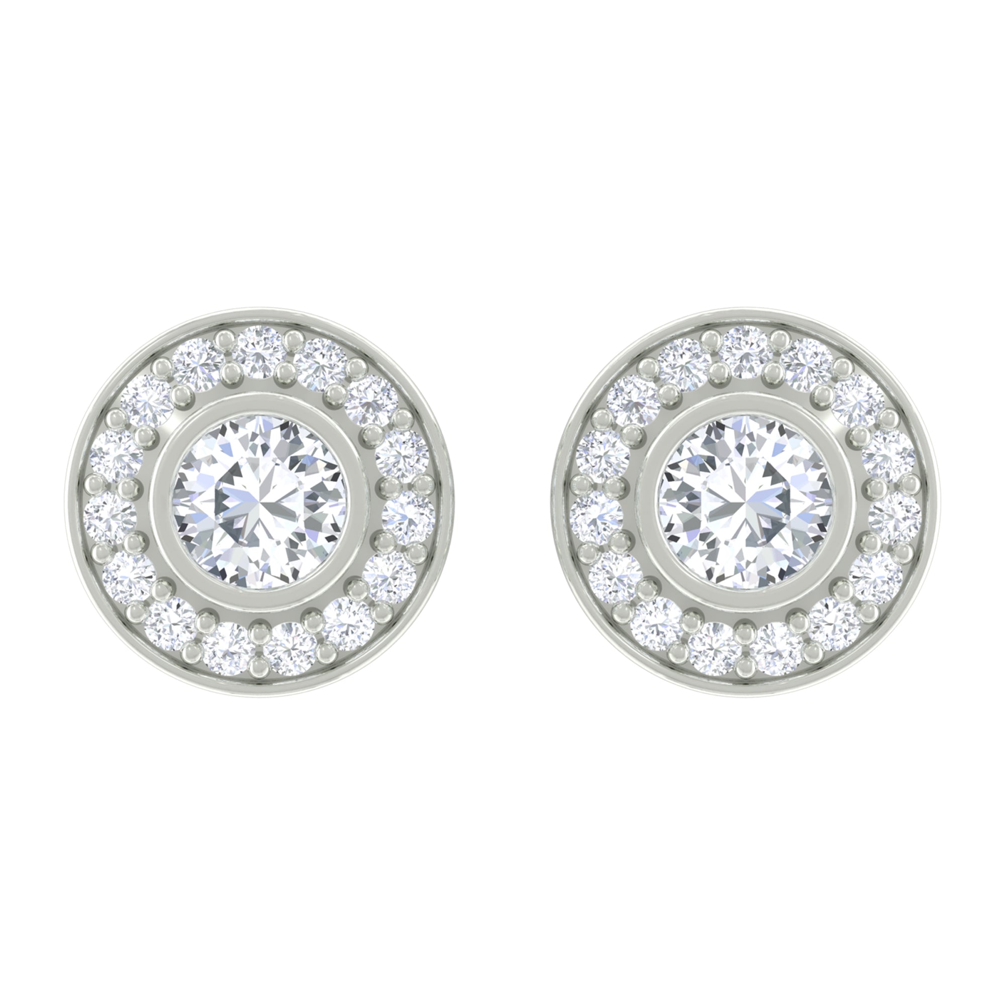 1/4 CT Round Moissanite Halo Bridal Stud Earrings Moissanite - ( D-VS1 ) - Color and Clarity - Rosec Jewels