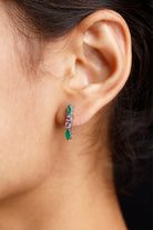 1.75 CT Marquise Emerald and Pink Sapphire Dangle Earrings Emerald - ( AAA ) - Quality - Rosec Jewels