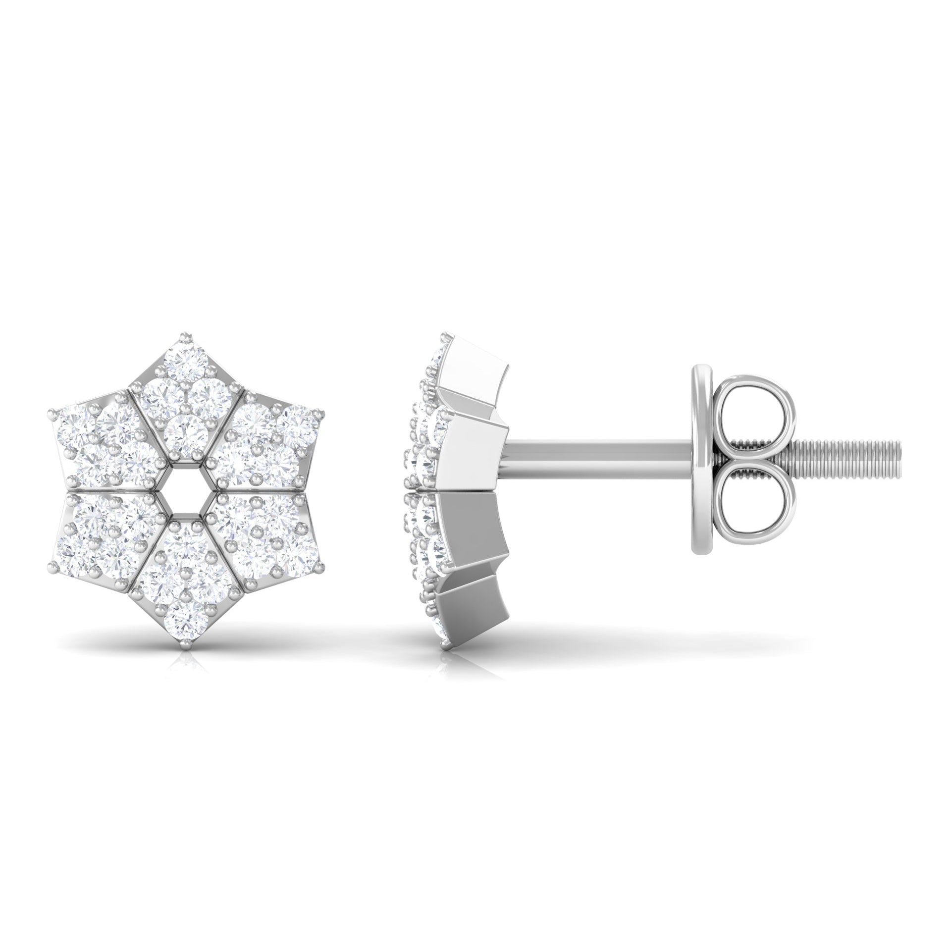 1/4 CT Round Diamond Classic Flower Stud Earrings Diamond - ( HI-SI ) - Color and Clarity - Rosec Jewels