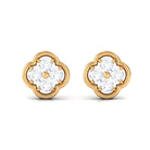 1/2 CT Natural Diamond Floral Stud Earrings in Gold Diamond - ( HI-SI ) - Color and Clarity - Rosec Jewels