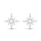 1/2 CT Real Diamond Starburst Stud Earrings in Prong Setting Diamond - ( HI-SI ) - Color and Clarity - Rosec Jewels