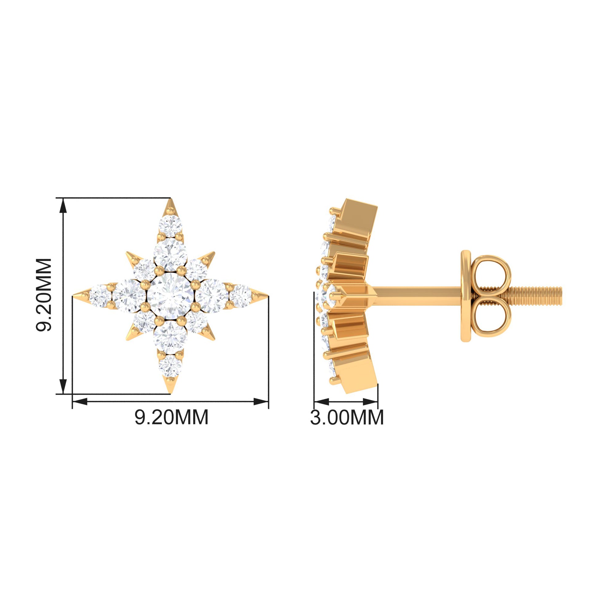 1/2 CT Real Diamond Starburst Stud Earrings in Prong Setting Diamond - ( HI-SI ) - Color and Clarity - Rosec Jewels