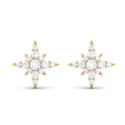 1/2 CT Real Diamond Starburst Stud Earrings in Prong Setting Diamond - ( HI-SI ) - Color and Clarity - Rosec Jewels