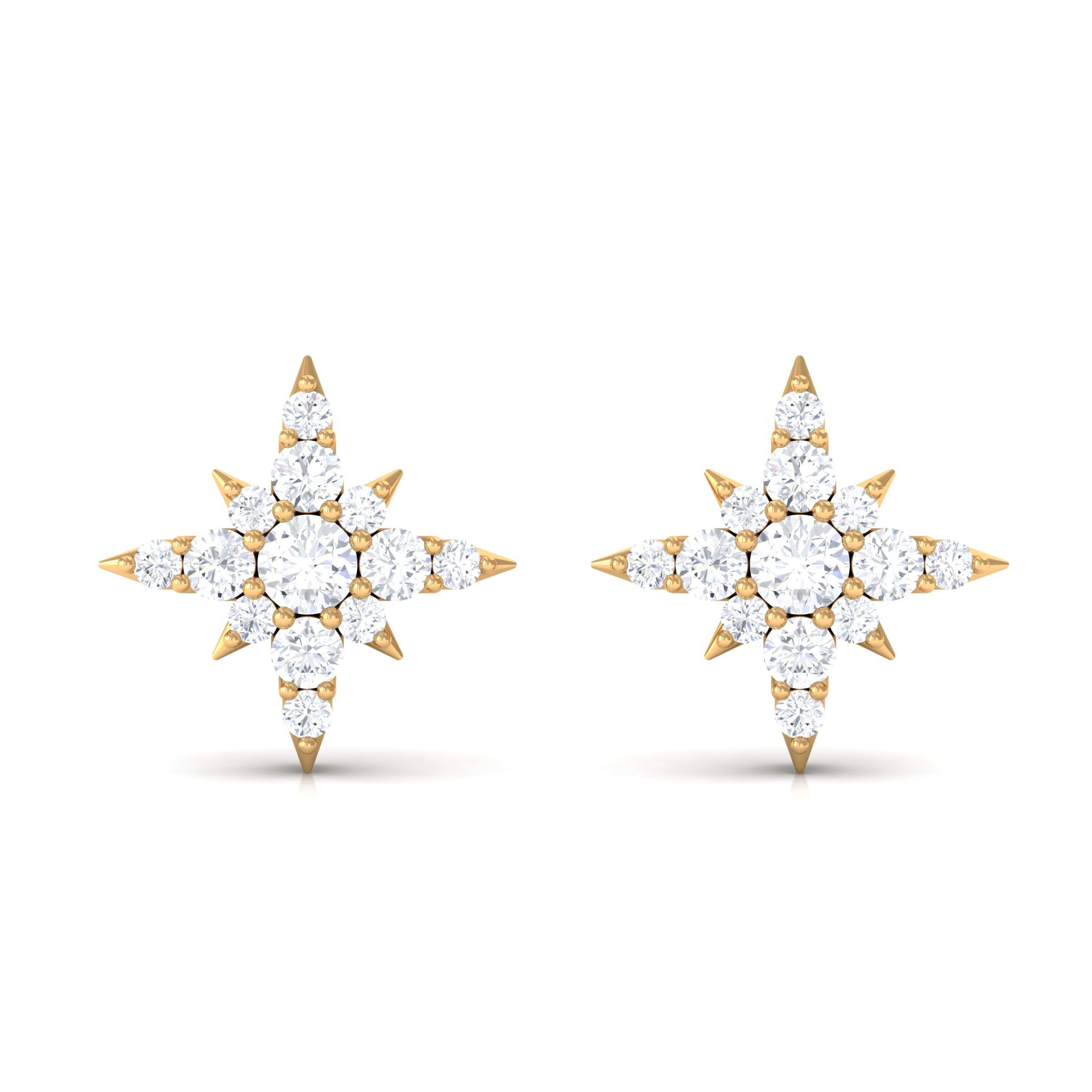 1/2 CT Real Diamond Starburst Stud Earrings in Prong Setting Diamond - ( HI-SI ) - Color and Clarity - Rosec Jewels