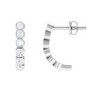 3/4 CT Bezel Set Round Moissanite Simple J Hoop Earrings Moissanite - ( D-VS1 ) - Color and Clarity - Rosec Jewels