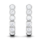 3/4 CT Bezel Set Round Moissanite Simple J Hoop Earrings Moissanite - ( D-VS1 ) - Color and Clarity - Rosec Jewels