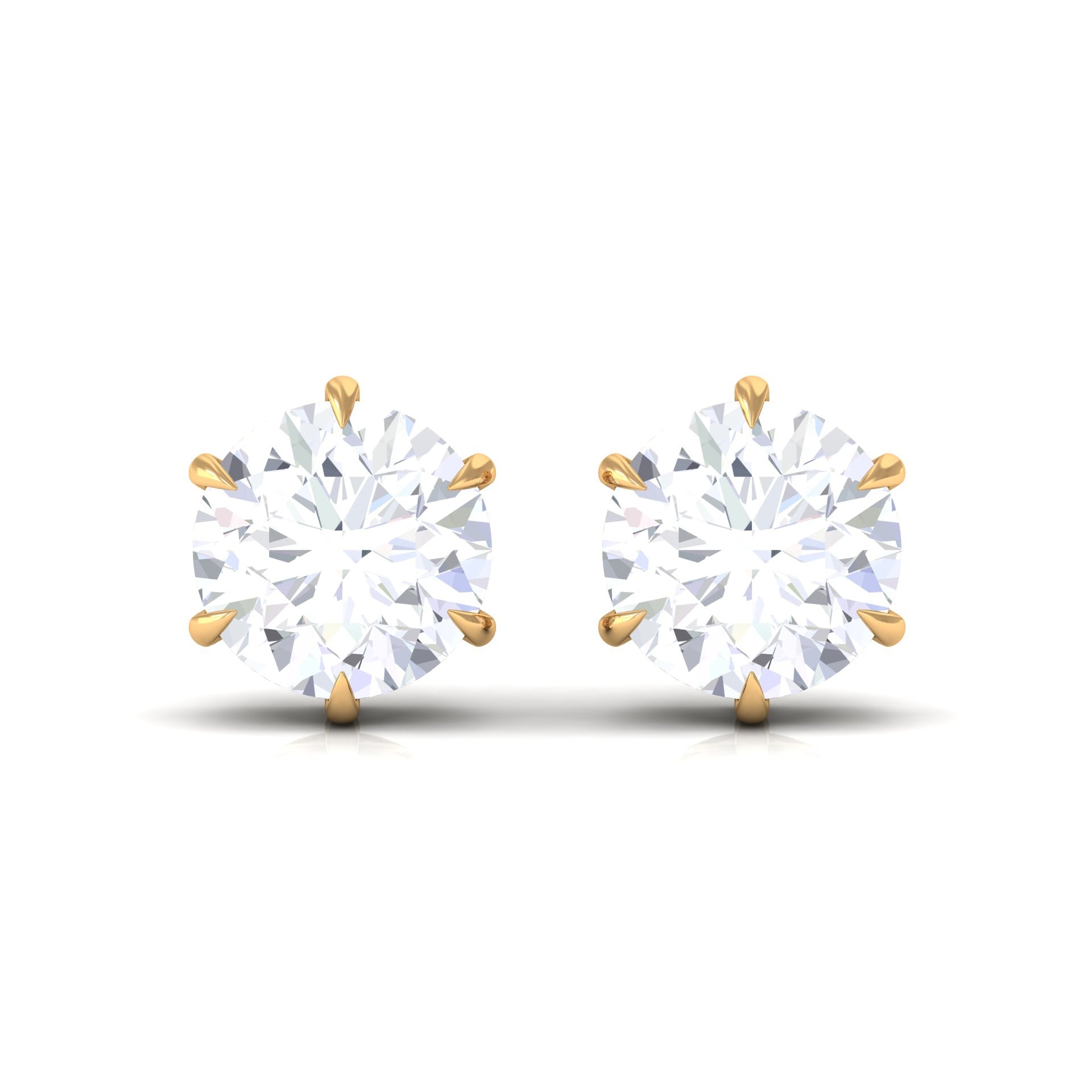 2 CT Claw Set Round Cut Solitaire Moissanite Stud Earrings Moissanite - ( D-VS1 ) - Color and Clarity - Rosec Jewels