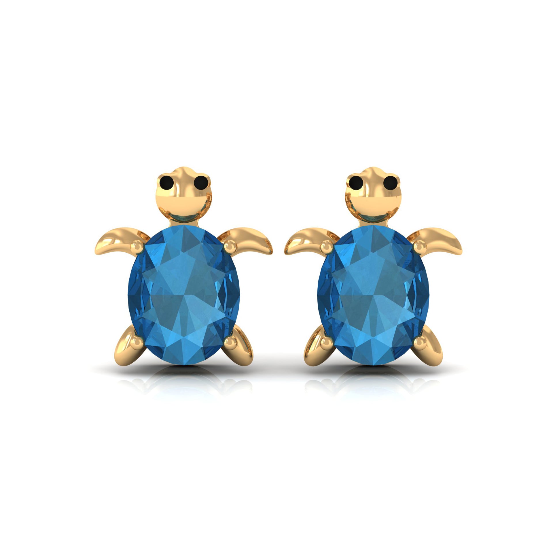 1 CT Oval Cut London Blue Topaz Solitaire Turtle Stud Earrings London Blue Topaz - ( AAA ) - Quality - Rosec Jewels