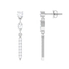 1 CT Moissanite Minimal Dangle Earrings with Screw Back Moissanite - ( D-VS1 ) - Color and Clarity - Rosec Jewels