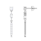 1 CT Moissanite Minimal Dangle Earrings with Screw Back Moissanite - ( D-VS1 ) - Color and Clarity - Rosec Jewels