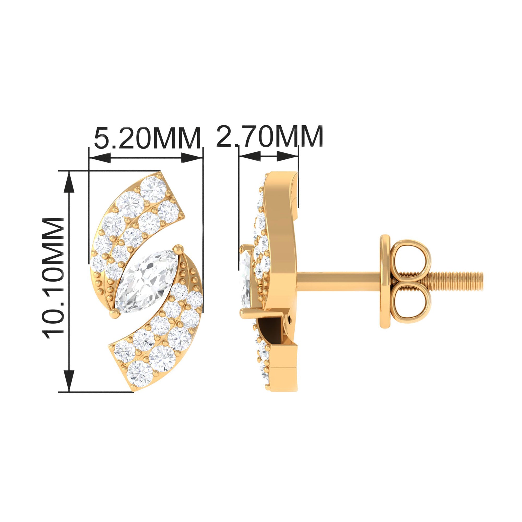 Simulated Diamond Designer Stud Earrings Zircon - ( AAAA ) - Quality - Rosec Jewels