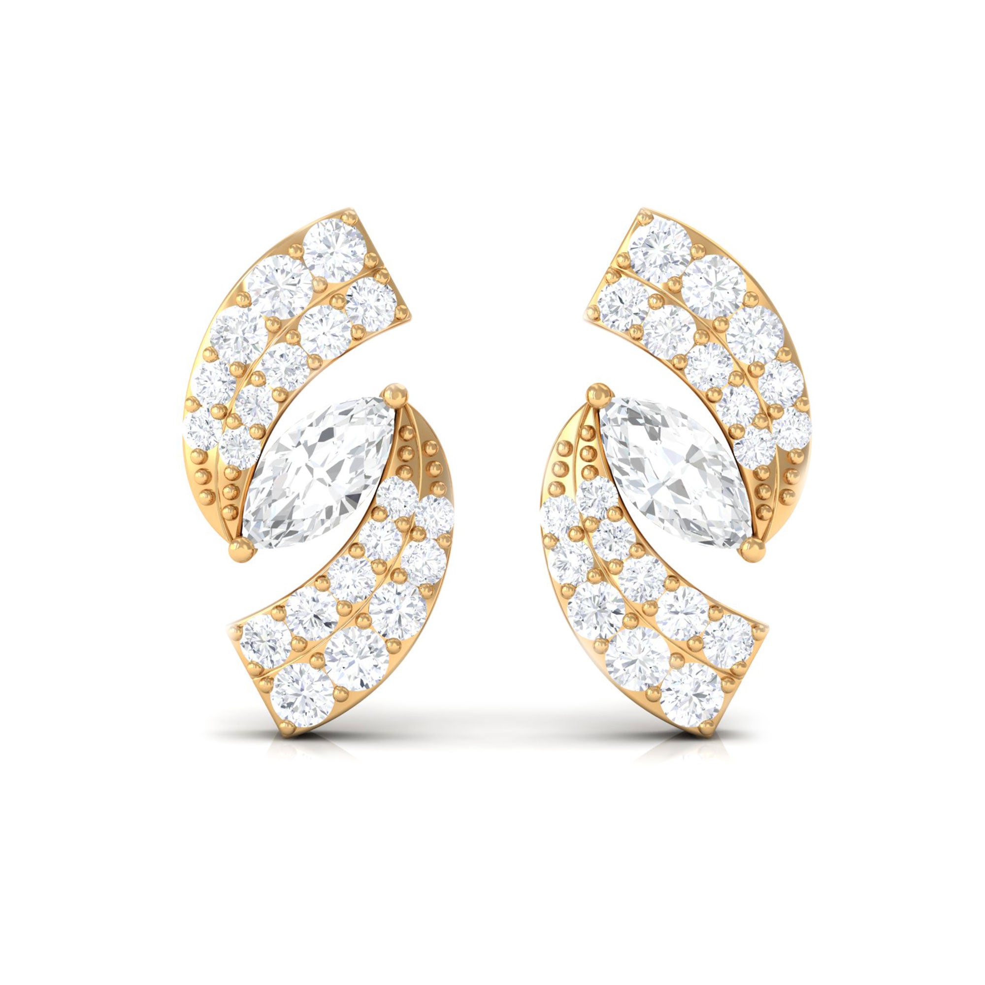 Simulated Diamond Designer Stud Earrings Zircon - ( AAAA ) - Quality - Rosec Jewels