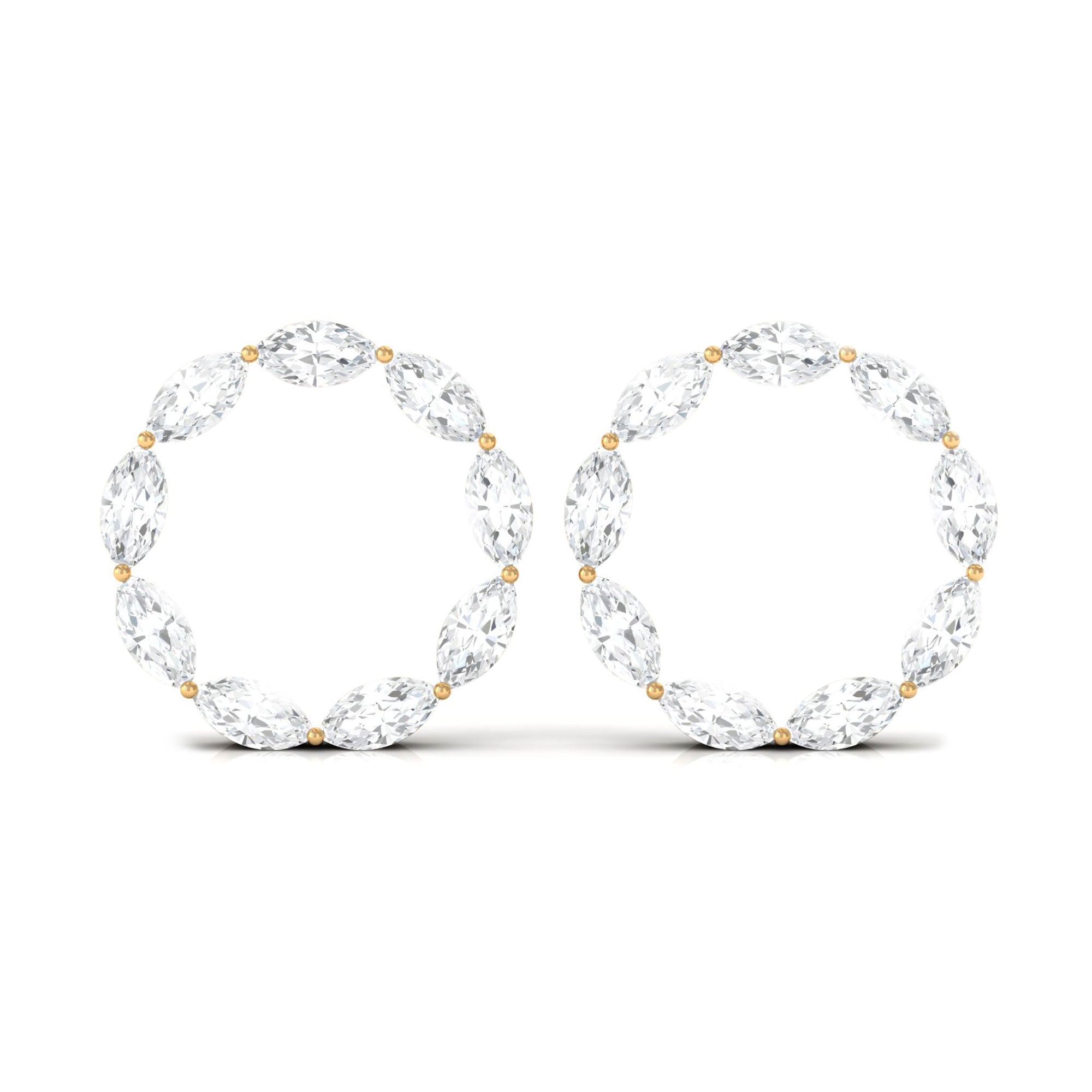 Marquise Cut Zircon Open Circle Stud Earrings Zircon - ( AAAA ) - Quality - Rosec Jewels