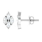 Cluster Stud Earrings with Marquise Cut Simulated Diamond Zircon - ( AAAA ) - Quality - Rosec Jewels